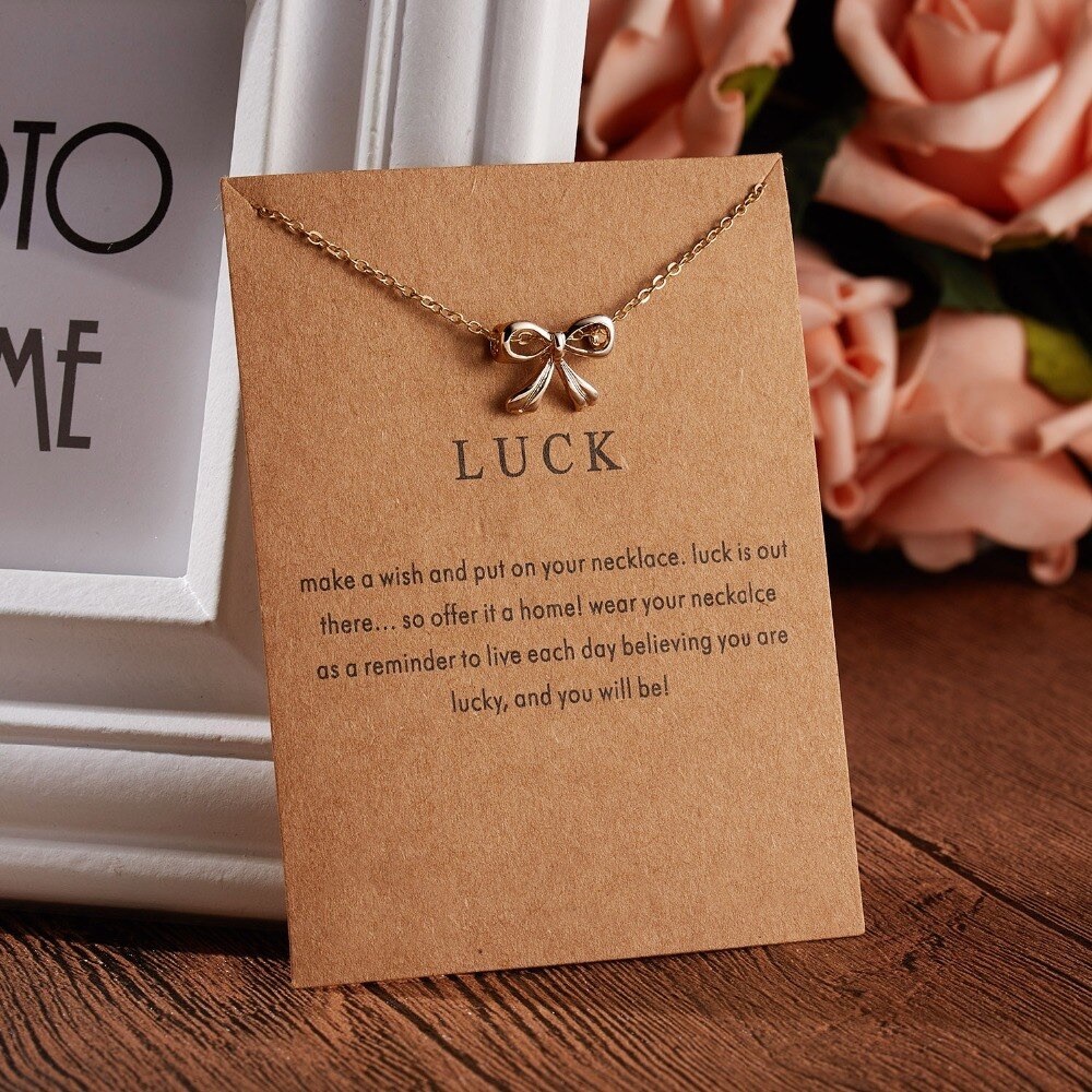 🎉 New Good Luck Bow Gold Plated Necklace